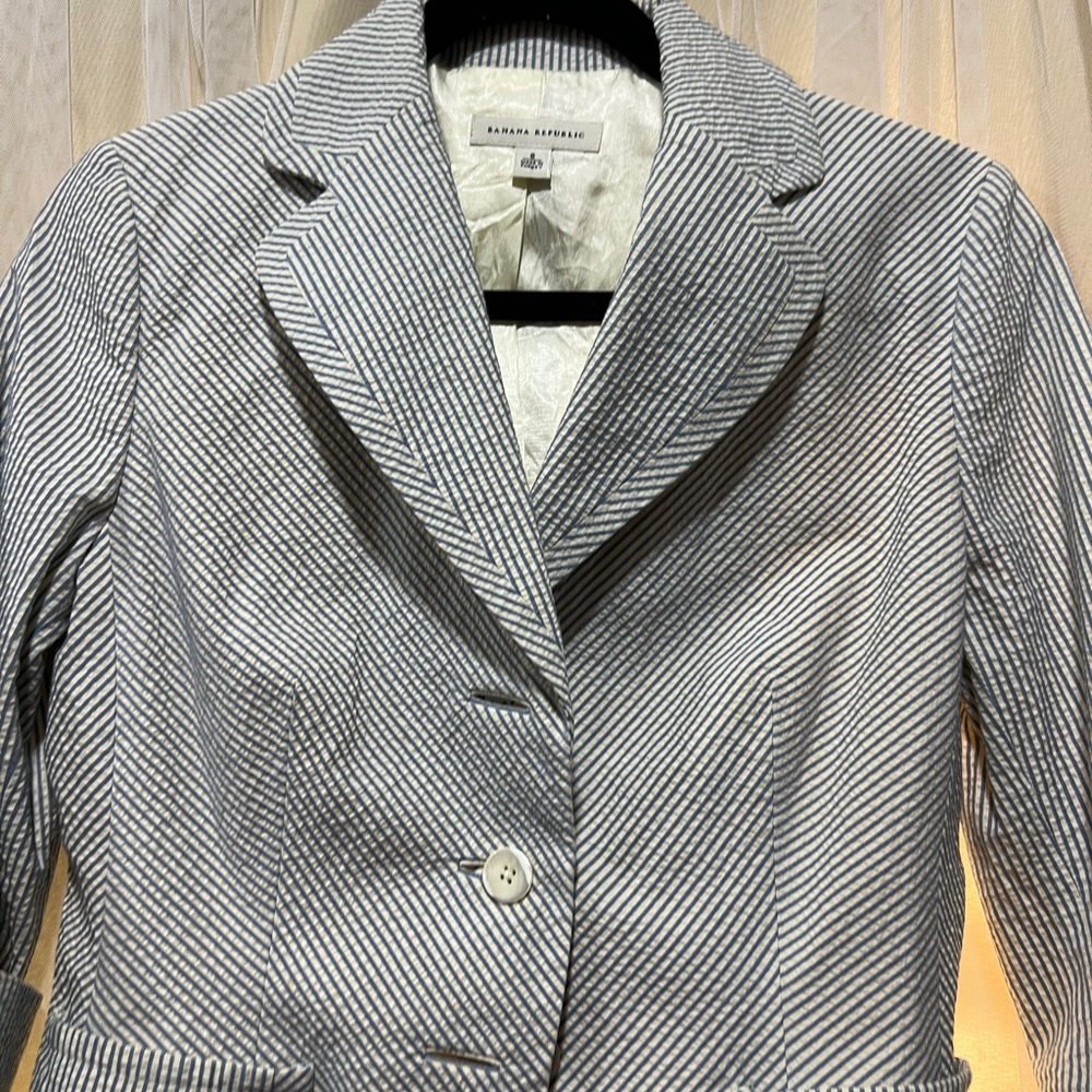 Banana Republic Women's Pinstripe Blazer - Black and White